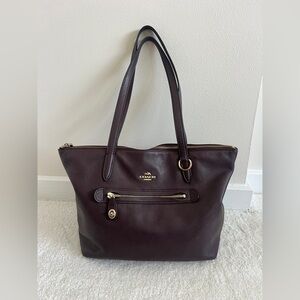 Coach Taylor Tote Shoulder Bag in Brown Pebble Leather